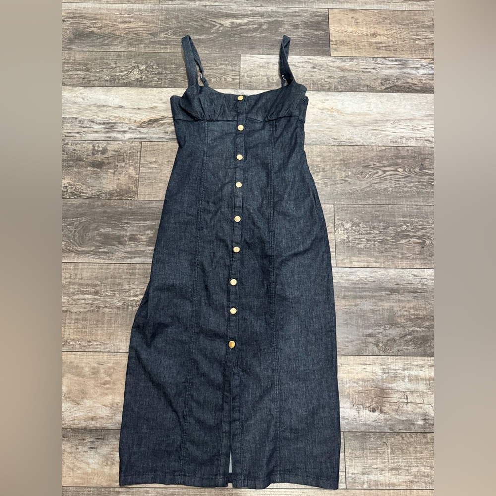 Zara Black Denim Midi Dress - Picture 6 of 9